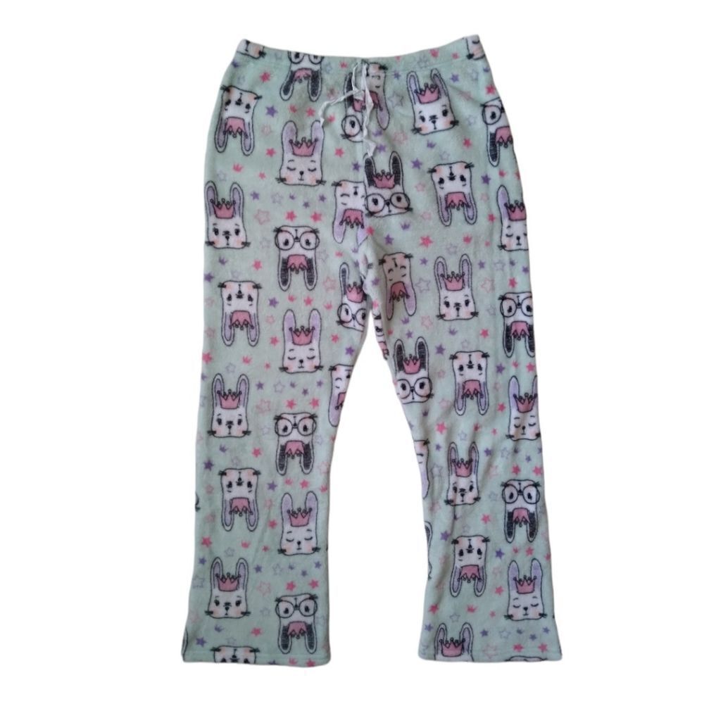 Mystic Apparel Mint Green Soft and Plush Princess Bunny Drawstring Pajama Pants